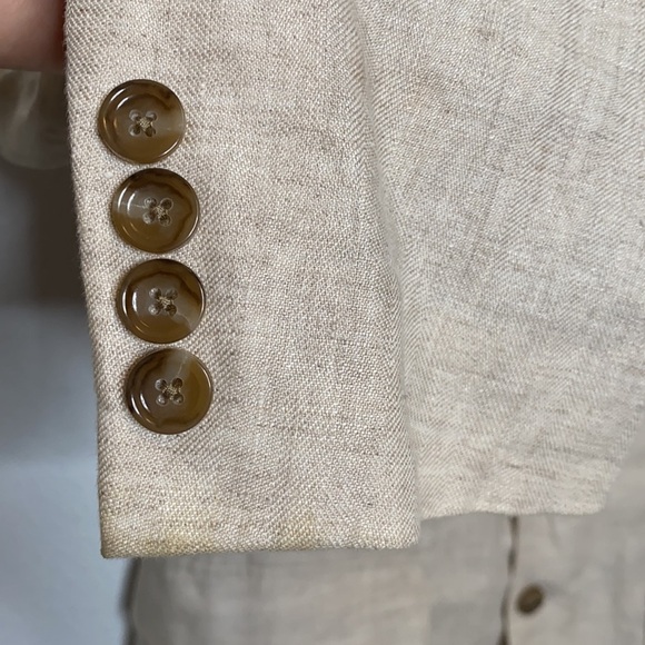 J.Crew Factory Men's Tan Linen Two-Button Blazer Front Pockets Casual Medium - Picture 3 of 9